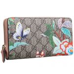 Gucci Tian GG Supreme Canvas Zip Around Wallet With Pink Trim 18927129