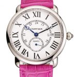 Cartier Ronde Louis Cartier White Dial Stainless Steel Case Fuchsia Leather Strap