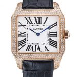 Cartier Santos 100 Diamond Rose Gold Bezel 621925