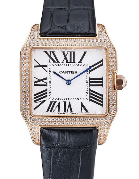 Cartier Santos 100 Diamond Rose Gold Bezel 621925