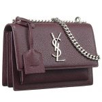 Saint Laurent Sunset Burgundy Leather Bag 18927386