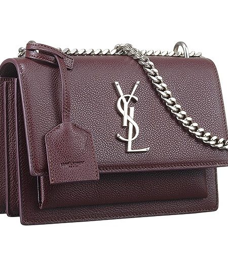 Saint Laurent Sunset Burgundy Leather Bag 18927386