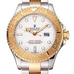 Rolex Yacht-Master White Dial Gold Bezel Stainless Steel Case Two Tone Bracelet