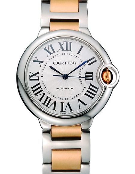 Swiss Cartier Ballon Bleu 36mm Silver Dial Stainless Steel Case Two Tone Gold Bracelet  622878