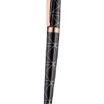 Christian Dior Gold Rimmed Silver Pattern Black Ballpoint Pen  622733