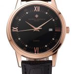 Vacheron Constantin Patrimony Chronometre Royal Black Dial Rose Gold Case Black Leather Strap