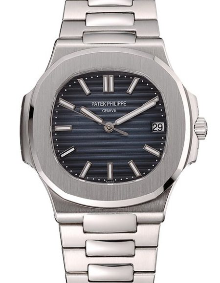 Swiss Patek Philippe Nautilus Black-Blue Dial Stainless Steel Bracelet 1453948