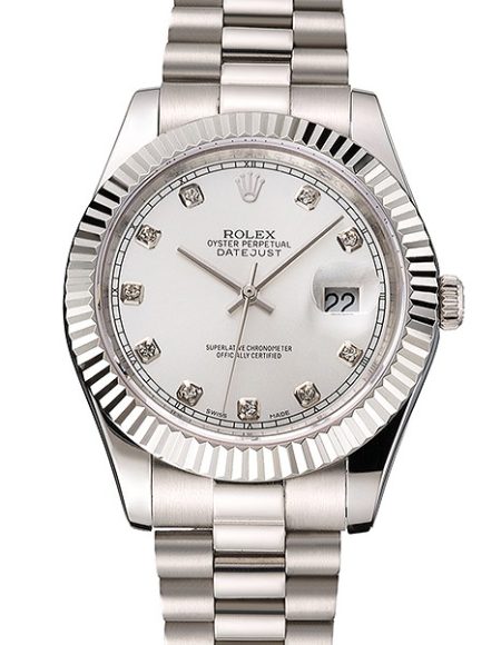 Swiss Rolex Datejust Silver Dial Stainless Steel Case And Bracelet