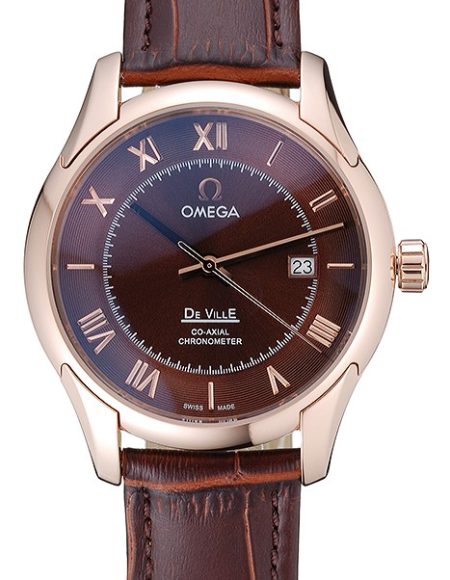 Omega DeVille Brown Dial Gold Case Brown Leather Strap  622831