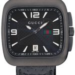 Gucci Black Leather Strap Black Ceramic Bezel Black Dial 80220