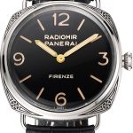Swiss Panerai Radiomir 3 Days Acciaio "Firenze" Black Dial Stainless Steel Case Black Leather Strap