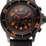 Blancpain Fifty Fathoms Speed Command Carbon Fiber Dial With Orange Markings Black PVD Case Black Leather Strap 1453776