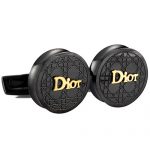 Christian Dior Cannage Motif Round Black Cufflinks  700656