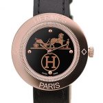 Hermes Classic MOP Dial Black Leather Strap