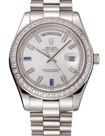 Swiss Rolex Day-Date Diamonds Bezel Staineless Steel Bracelet 1454109
