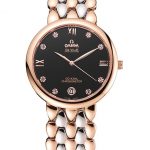 Omega De Ville Prestige Dark Grey Dial With Diamonds Rose Gold Case Two Tone Bracelet
