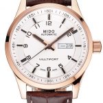 Mido Multifort Brown Croco Leather Strap White-Silver Dial 80300