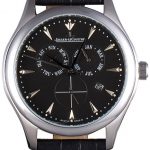 Jaeger Lecoultre Master Silver Bezel Black Leather Band  621615