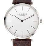 Swiss Longines Grande Classique White Dial Stainless Steel Case Brown Leather Strap