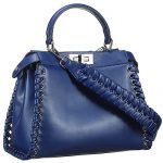 Fendi Peekaboo Whipstitch Blue Leather Bag  18927309