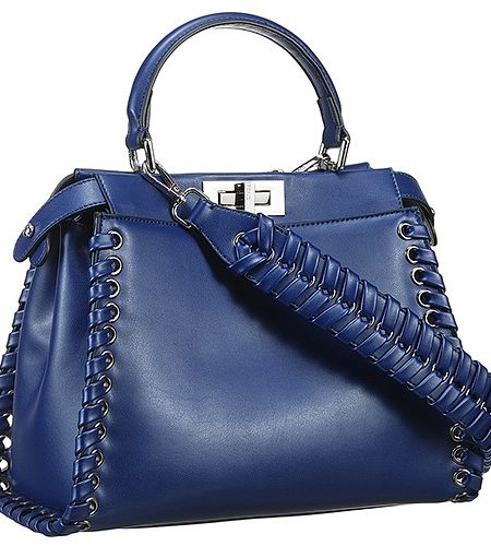 Fendi Peekaboo Whipstitch Blue Leather Bag 18927309