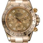 Rolex Cosmograph Daytona Brown Dial Diamond Numerals Gold Case And Bracelet 1454245