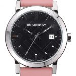 Burberry The City Classic Black Dial Pink Bracelet  622561