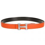 Hermes Orange With Silver "H" Buckle Closure Belt