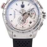 Tag Heuer Swiss Carrera Tachymeter Bezel Perforated Black Rubber Strap White Dial