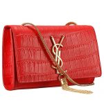 Saint Laurent Medium Tassel Crocodile Leather Clutch Bag Red