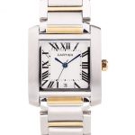 Cartier Tank Francaise 29mm White Dial Stainless Steel Case Two Tone Bracelet