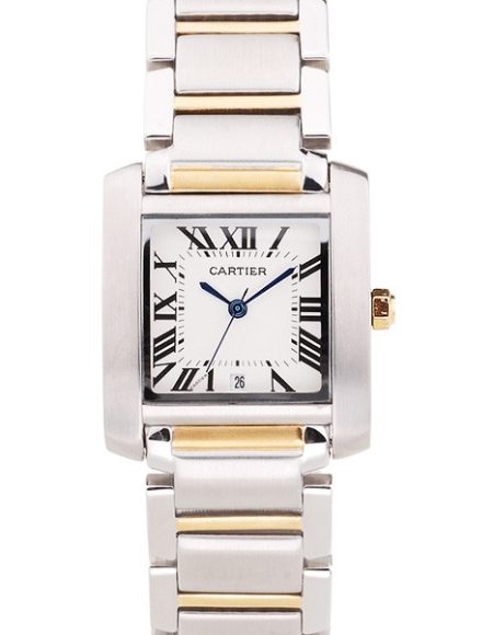 Cartier Tank Francaise 29mm White Dial Stainless Steel Case Two Tone Bracelet