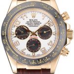 Rolex Cosmograph Daytona Gold Case Black Subdials Brown Leather Bracelet   622634
