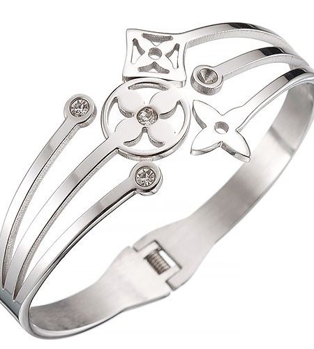 Louis Vuitton Monogram Flowers Silver Bracelet 700598