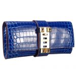 Hermes Medor Crocodile Leather Blue Clutch 18926678