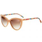 Fendi Cat Eye Retro Brown Frame Multicolor Temples Sunglasses  308411