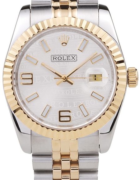 Rolex DateJust Two Tone Stainless Steel 18k Gold Plated Silver Dial 98084