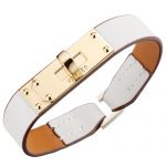 Hermes Micro Kelly Gold Hardware Bracelet White