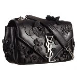 Saint Laurent Black Floral Embellished Baby Monogram Shoulder Bag 18927016