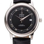 Omega De Ville Prestige Black Dial Stainless Steel Case Black Leather Strap
