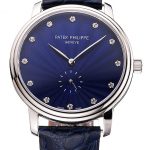 Patek Philippe Calatrava Blue Guilloche Dial Stainless Steel Case Blue Leather Strap