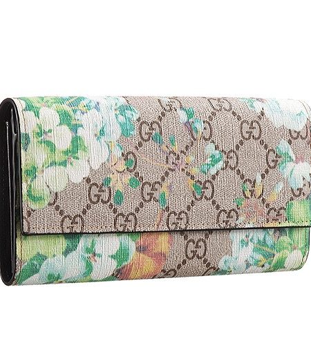 Gucci Green Blooms Supreme Canvas Wallet
