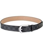Louis Vuitton Replica Arrow Shaped Silver Hook Buckle Damier Graphite Leather Belt