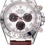 Rolex Daytona Stainless Steel Case White Dial Brown Leather Strap