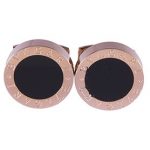 Bvlgari Replica Engraved Black Ceramic Center Rose-Gold Plated Cufflinks