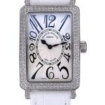Franck Muller Long Island Classic White Dial Diamonds Case White Leather Band  622368
