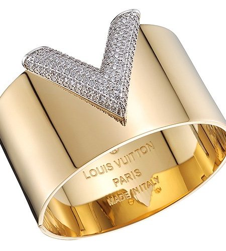 Louis Vuitton Essential V Strass Cuff Gold Bracelet  700724