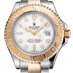 Swiss Rolex Yacht-Master White Dial Gold Bezel Stainless Steel Case Two Tone Bracelet