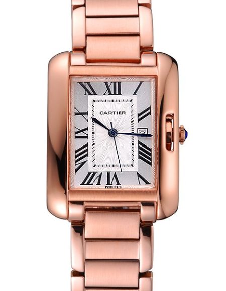 Cartier Tank Anglaise 30mm White Dial Rose Gold Case And Bracelet