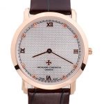Vacheron Constantin Silver Dial Rose Gold Case Rich Maroon Bracelet